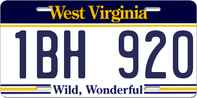 WV license plate 1BH920