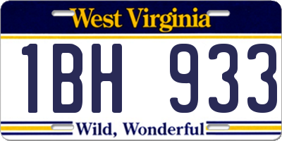 WV license plate 1BH933