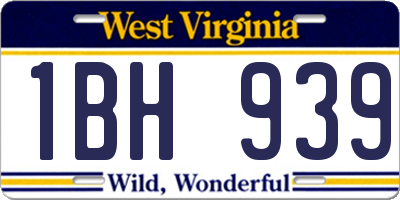 WV license plate 1BH939