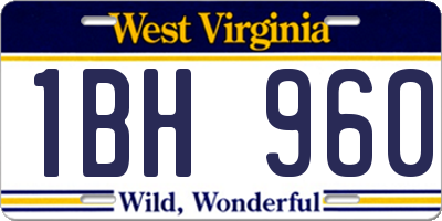 WV license plate 1BH960