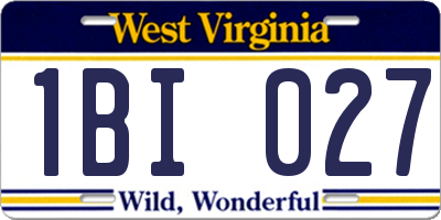 WV license plate 1BI027