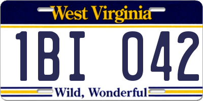 WV license plate 1BI042