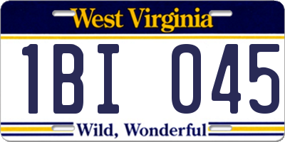 WV license plate 1BI045