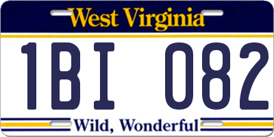 WV license plate 1BI082