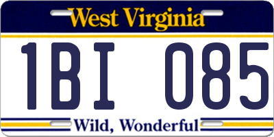 WV license plate 1BI085