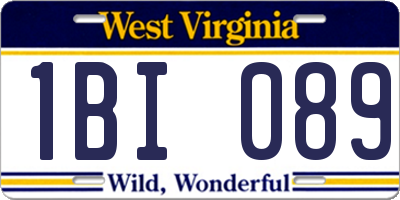 WV license plate 1BI089