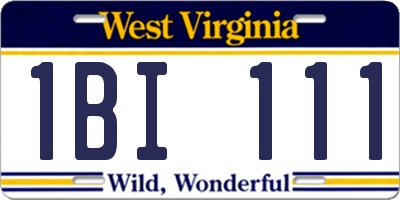 WV license plate 1BI111