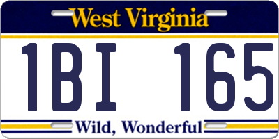 WV license plate 1BI165