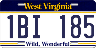 WV license plate 1BI185