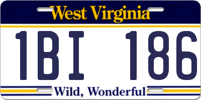 WV license plate 1BI186