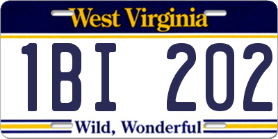 WV license plate 1BI202