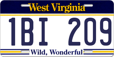WV license plate 1BI209