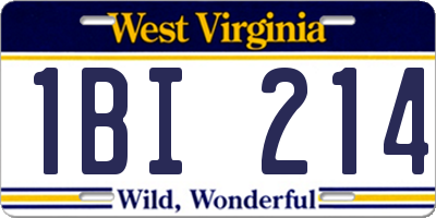 WV license plate 1BI214