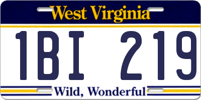 WV license plate 1BI219