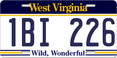 WV license plate 1BI226
