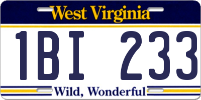 WV license plate 1BI233