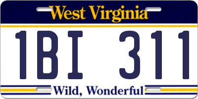 WV license plate 1BI311