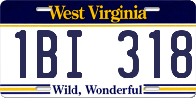 WV license plate 1BI318