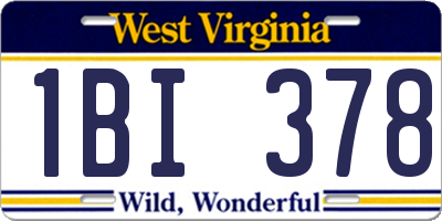 WV license plate 1BI378
