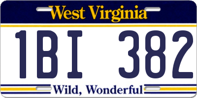 WV license plate 1BI382