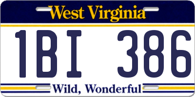 WV license plate 1BI386