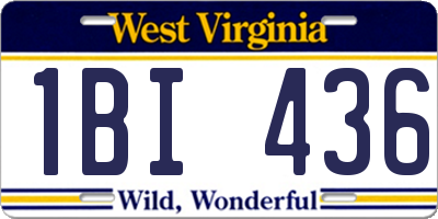 WV license plate 1BI436