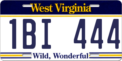 WV license plate 1BI444