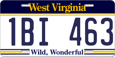 WV license plate 1BI463