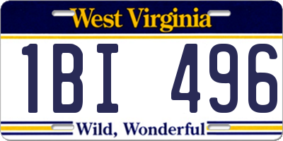WV license plate 1BI496