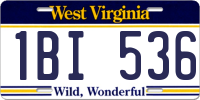 WV license plate 1BI536