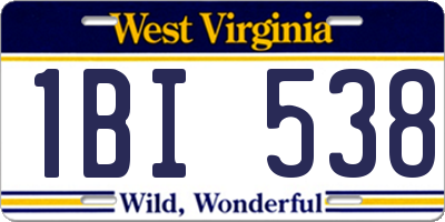 WV license plate 1BI538