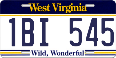 WV license plate 1BI545