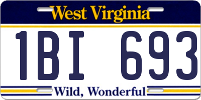 WV license plate 1BI693