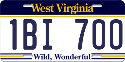 WV license plate 1BI700