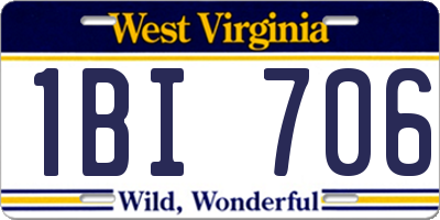 WV license plate 1BI706
