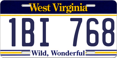 WV license plate 1BI768