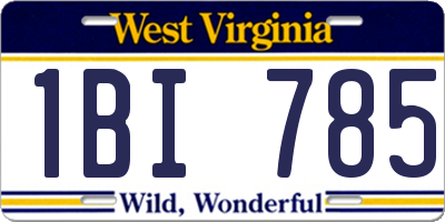 WV license plate 1BI785