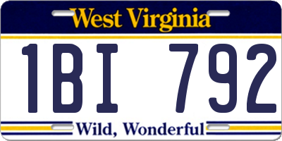 WV license plate 1BI792
