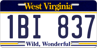 WV license plate 1BI837
