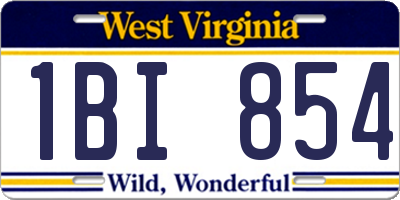 WV license plate 1BI854