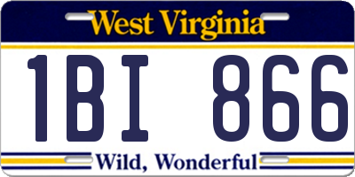 WV license plate 1BI866