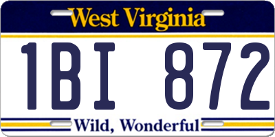 WV license plate 1BI872