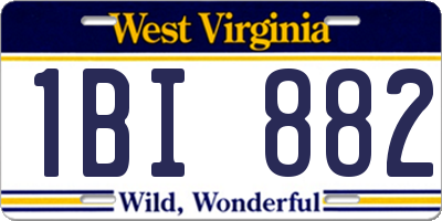 WV license plate 1BI882