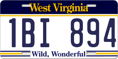 WV license plate 1BI894