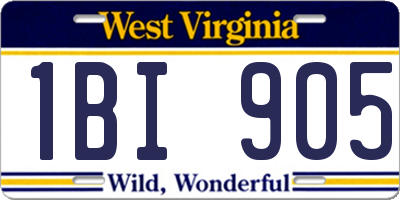 WV license plate 1BI905