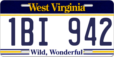 WV license plate 1BI942