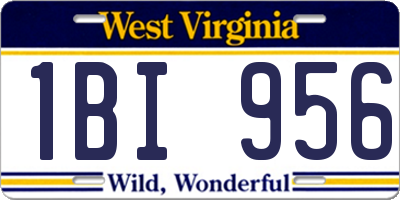 WV license plate 1BI956