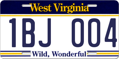 WV license plate 1BJ004