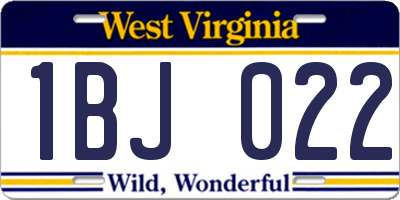 WV license plate 1BJ022