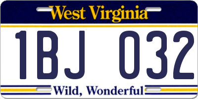 WV license plate 1BJ032